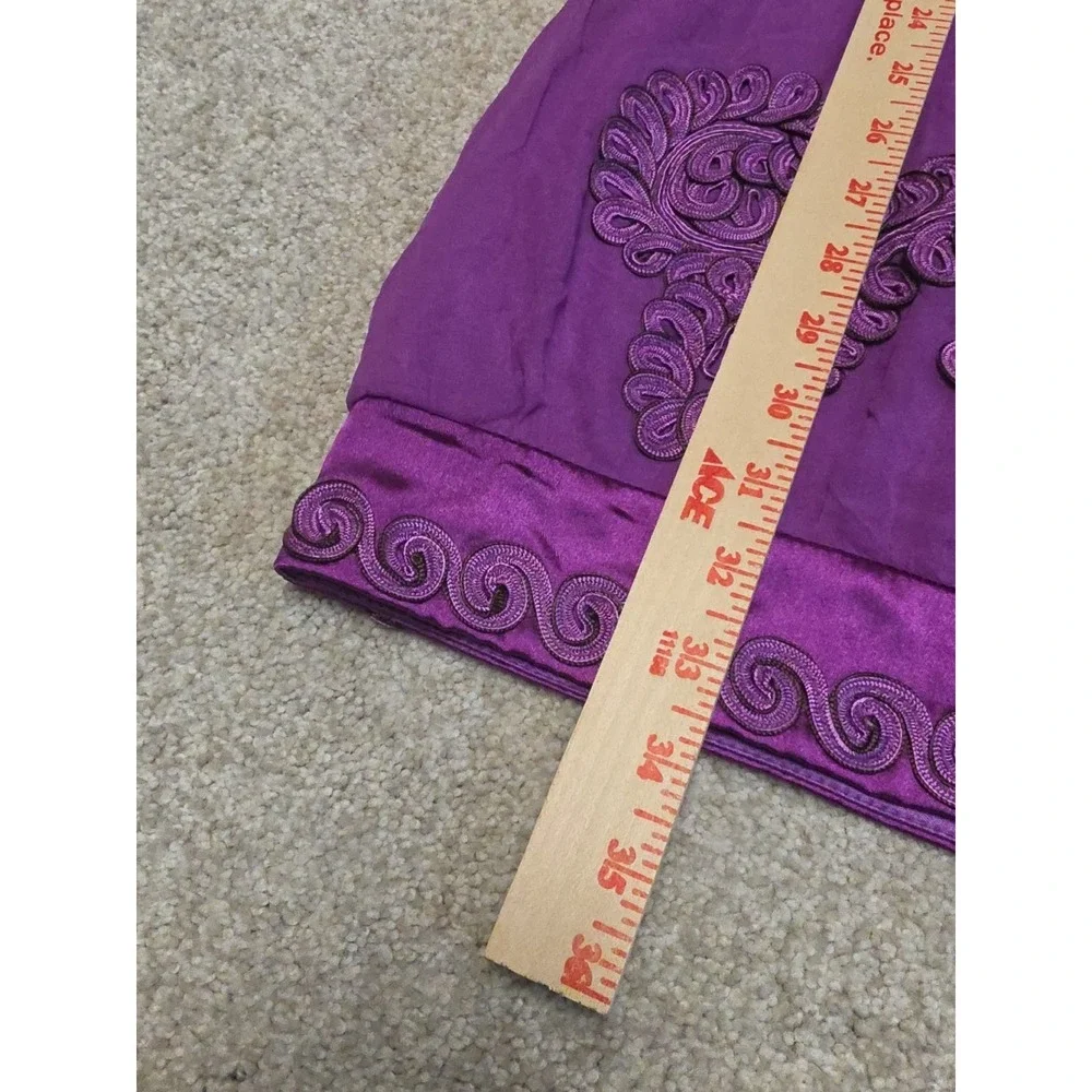 Sue Wong Silk‎ Embroidered Dress Purple Short Sleeveless Sz 4 Cocktail Wedding